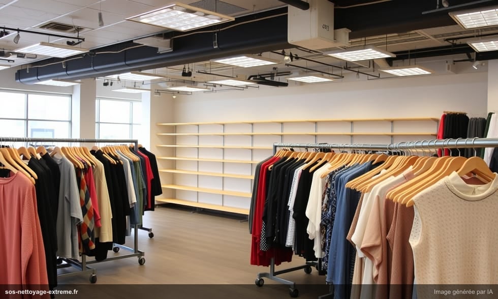 Débarras de boutique de prêt-à-porter après liquidation