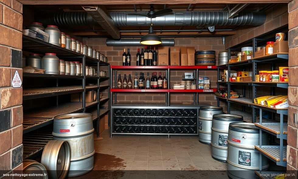 Débarras de cave de restaurant ou bar après fermeture