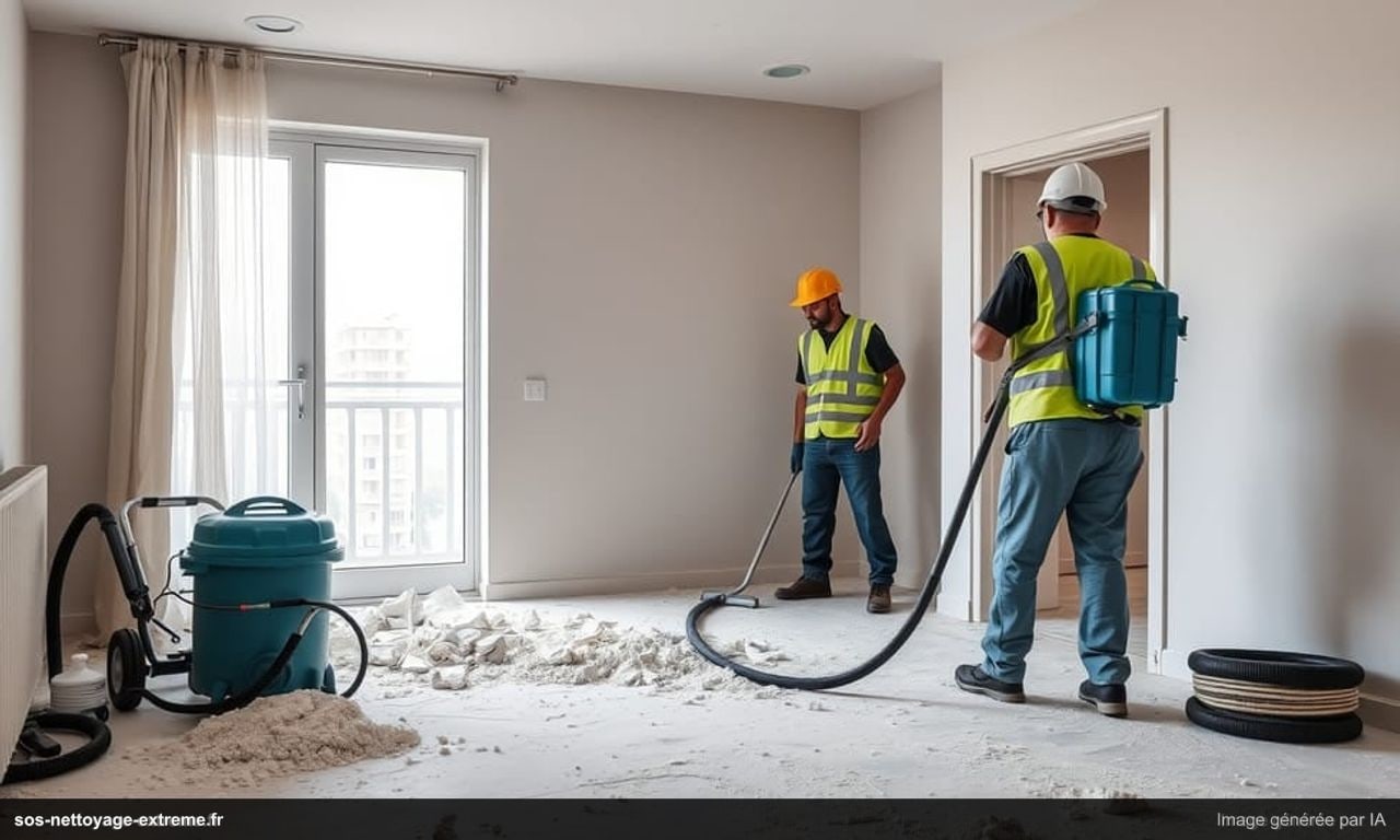 Fin de chantier en appartement : poussière, vitres et peinture