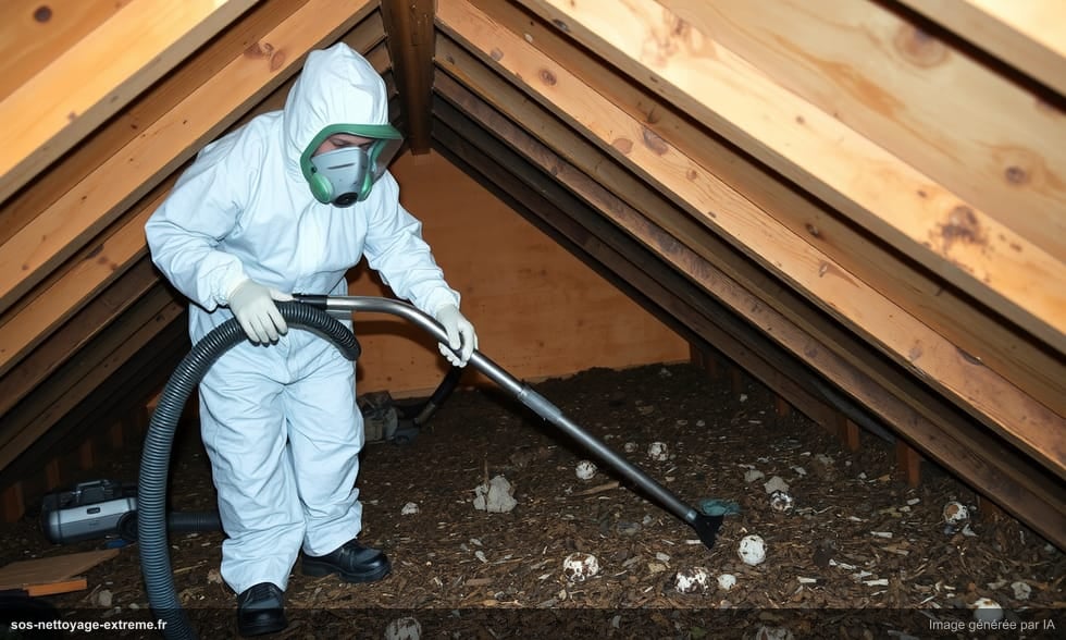 Grenier insalubre après infestation : nettoyage extrême et décontamination