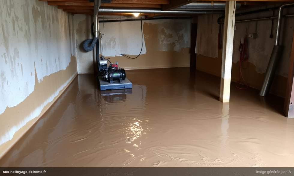 Nettoyage sous-sol après remontée de nappe phréatique