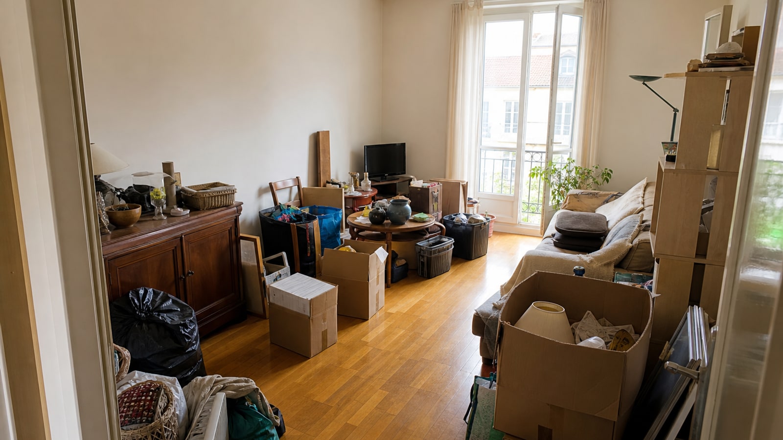 Illustration d’un appartement encombré avant débarras à Niort