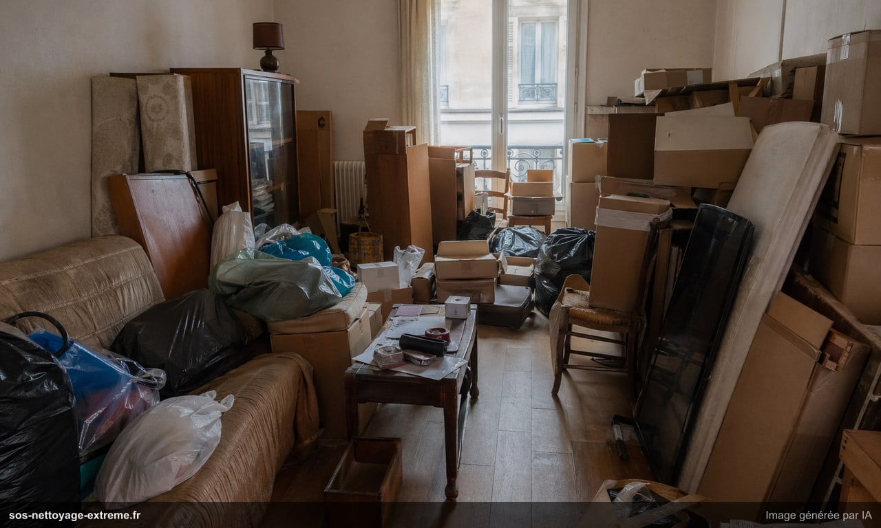 Illustration d’un logement ou local encombré avant débarras à Mulhouse