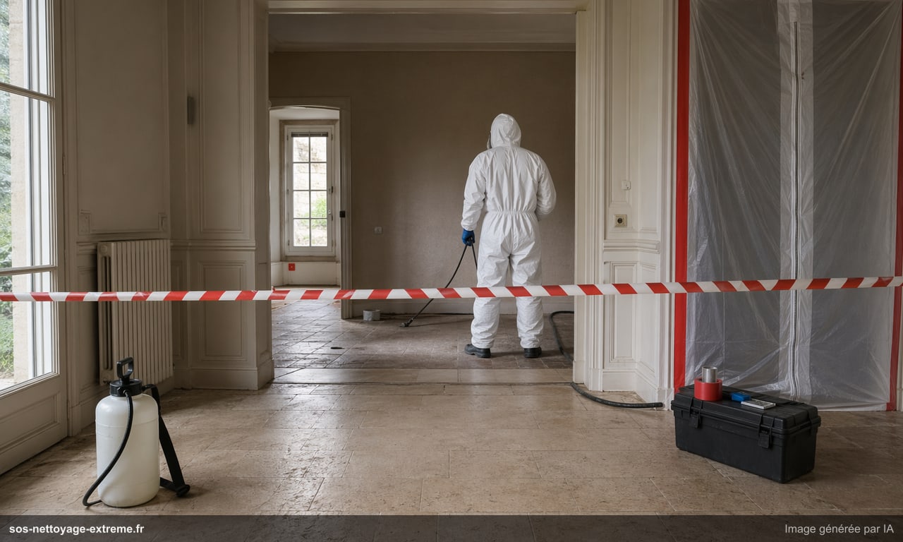 Illustration d’une zone à sécuriser avant décontamination biologique à Mulhouse