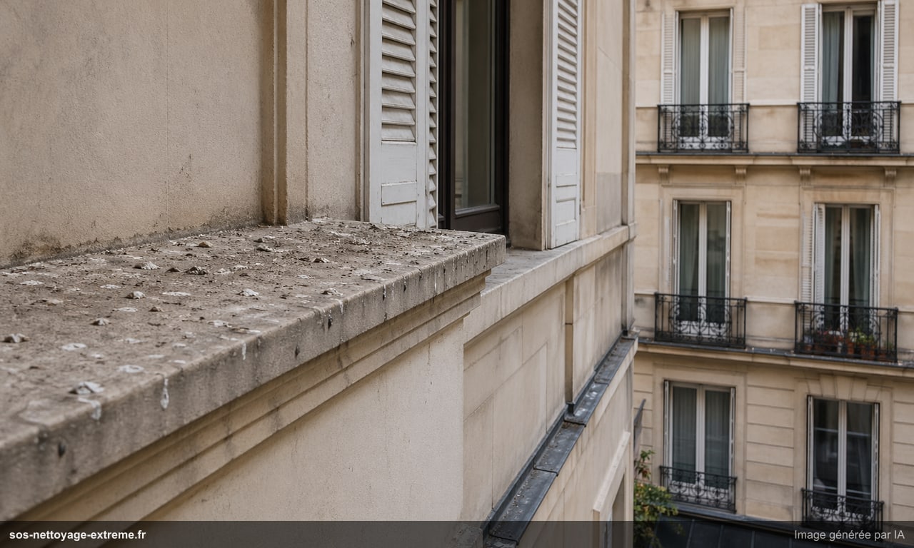 Illustration de zones d’appui de pigeons sur un bâtiment à Mulhouse