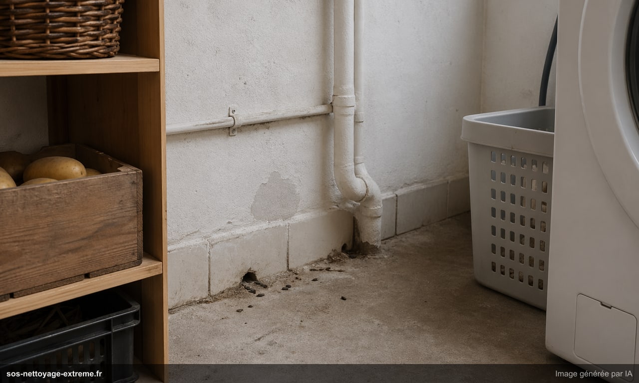 Illustration d’indices de présence de rongeurs dans un local à Mulhouse