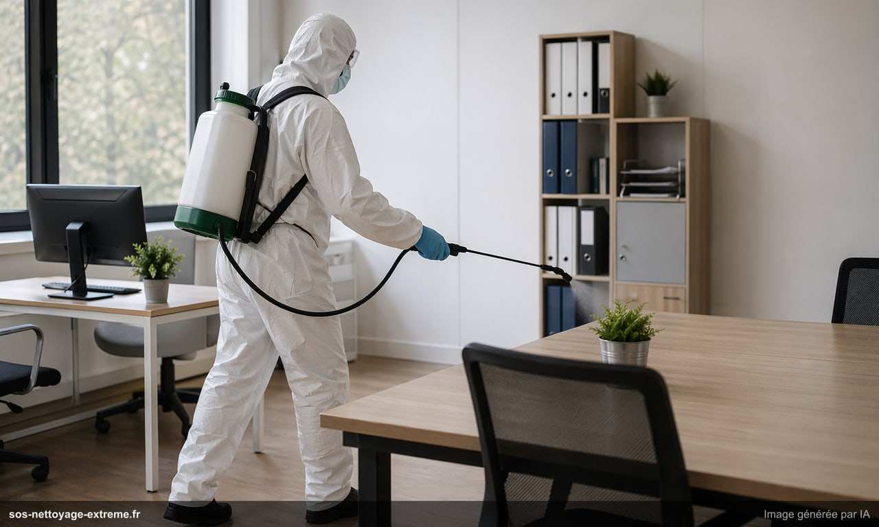 Illustration d’un protocole de désinfection avec EPI à Mulhouse