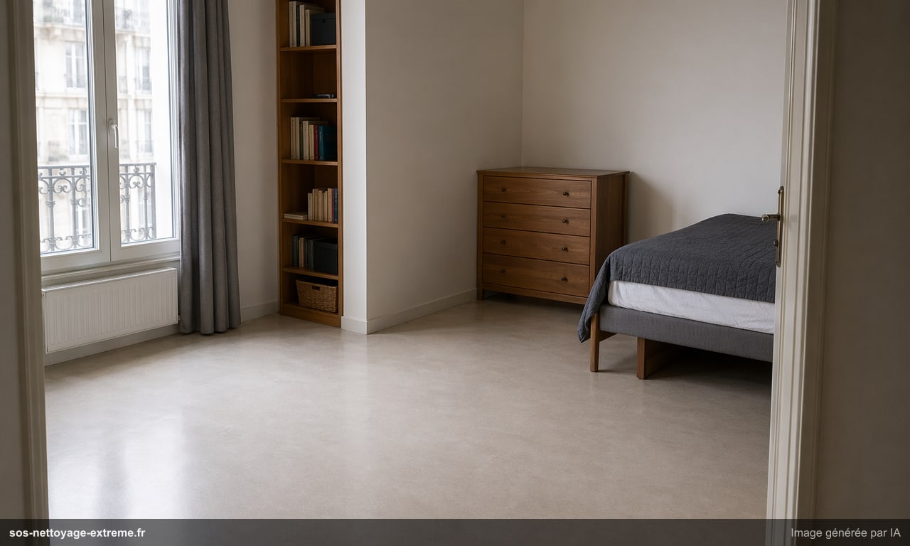Illustration d’une pièce stabilisée après nettoyage après suicide à Metz