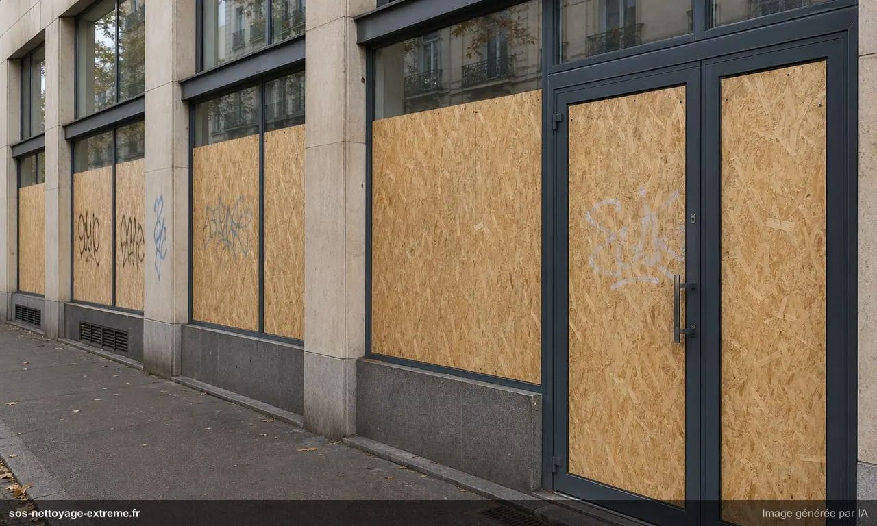 Illustration de dégradations après vandalisme dans un local en France