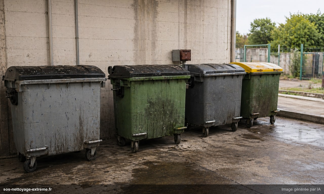 Illustration de bacs ou containers encrassés avant nettoyage à Mulhouse
