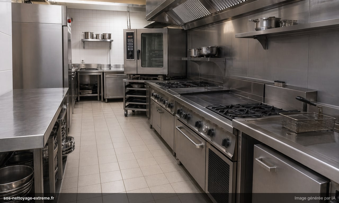 Illustration d’une cuisine professionnelle remise en service après nettoyage à Gennevilliers