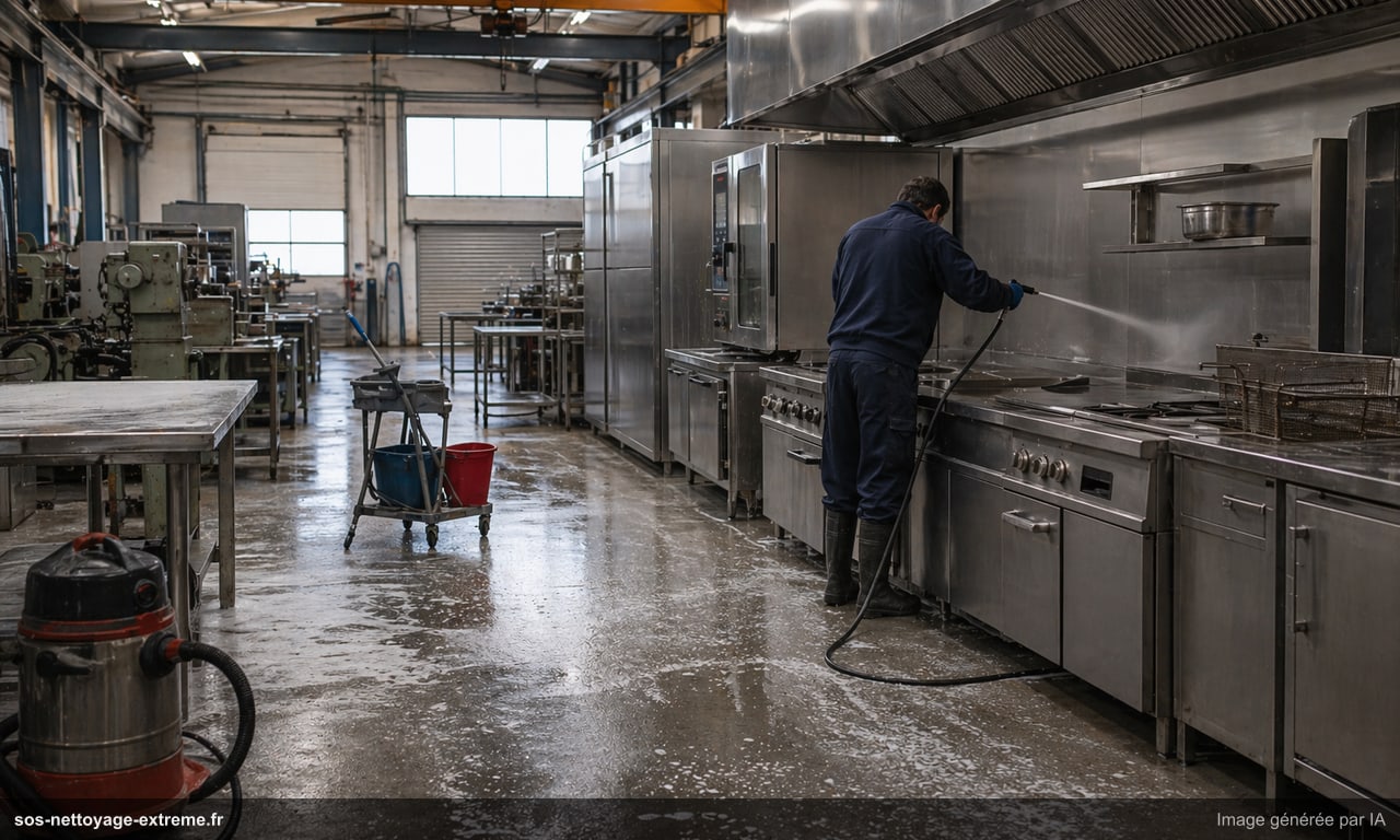 Illustration d’un protocole de dégraissage en cuisine professionnelle à Gennevilliers