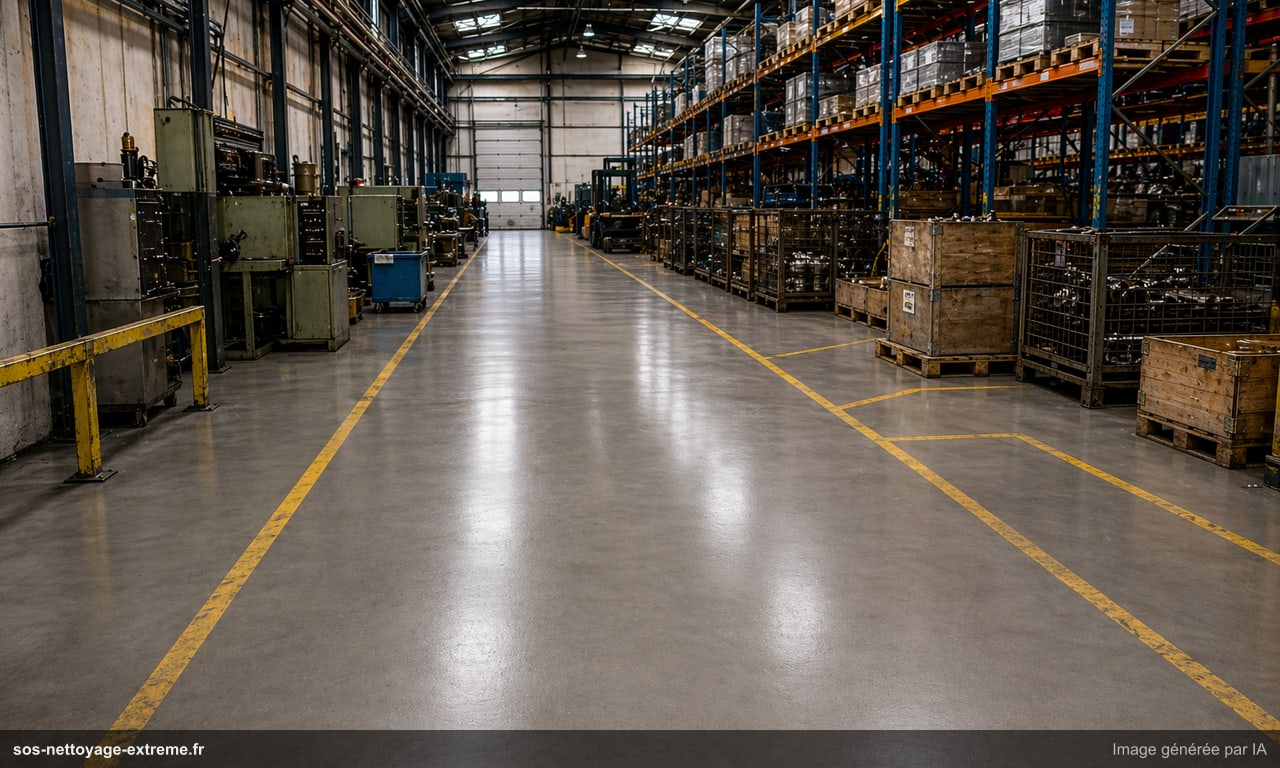 Illustration d’une zone d’exploitation stabilisée après nettoyage industriel à Le Mans