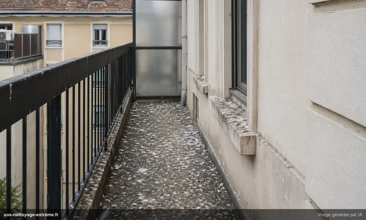 Illustration de zones souillées par des fientes de pigeons en France