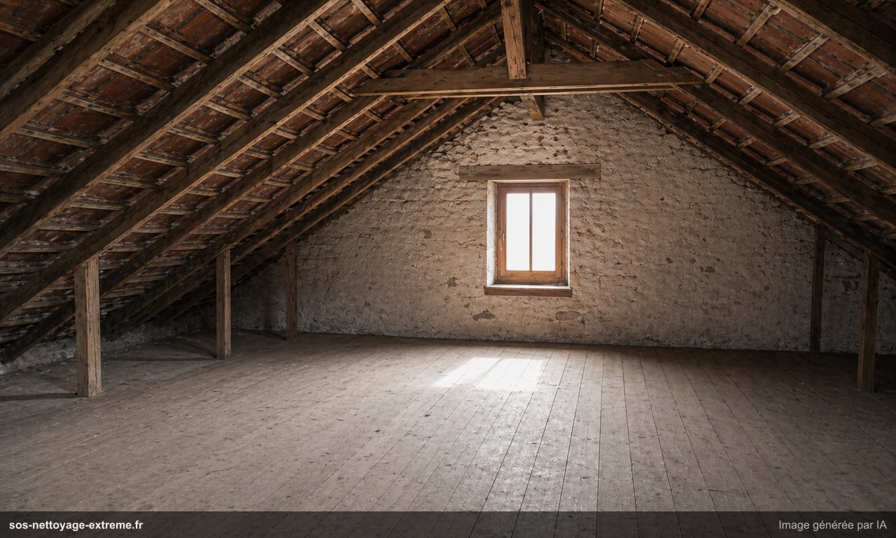 Illustration d’un grenier dégagé après nettoyage à Metz