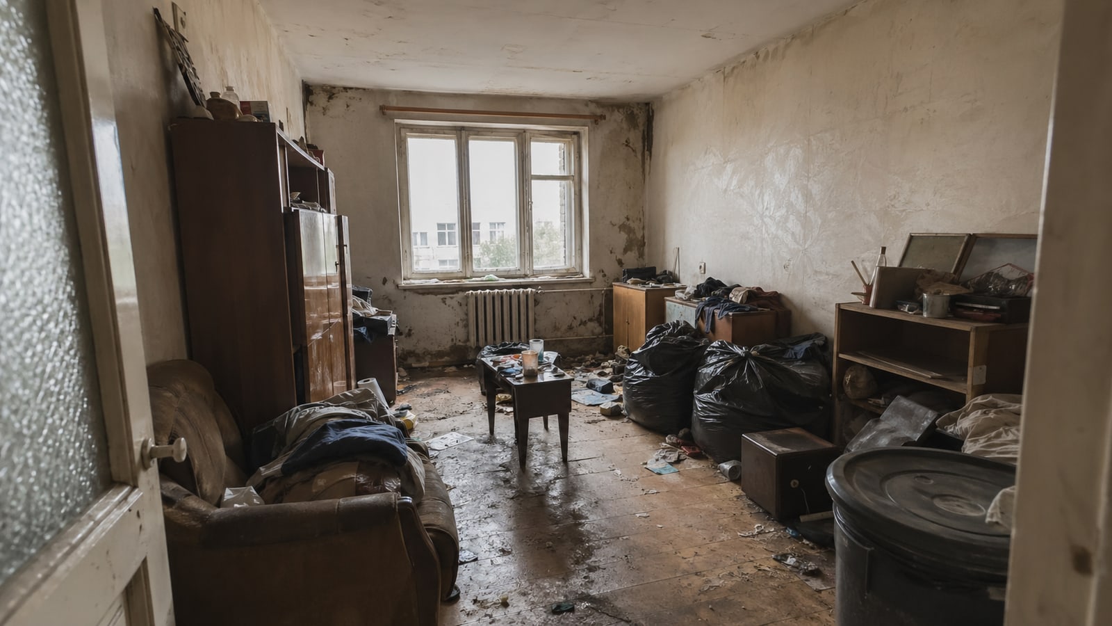 Illustration d’un logement insalubre avant nettoyage en France