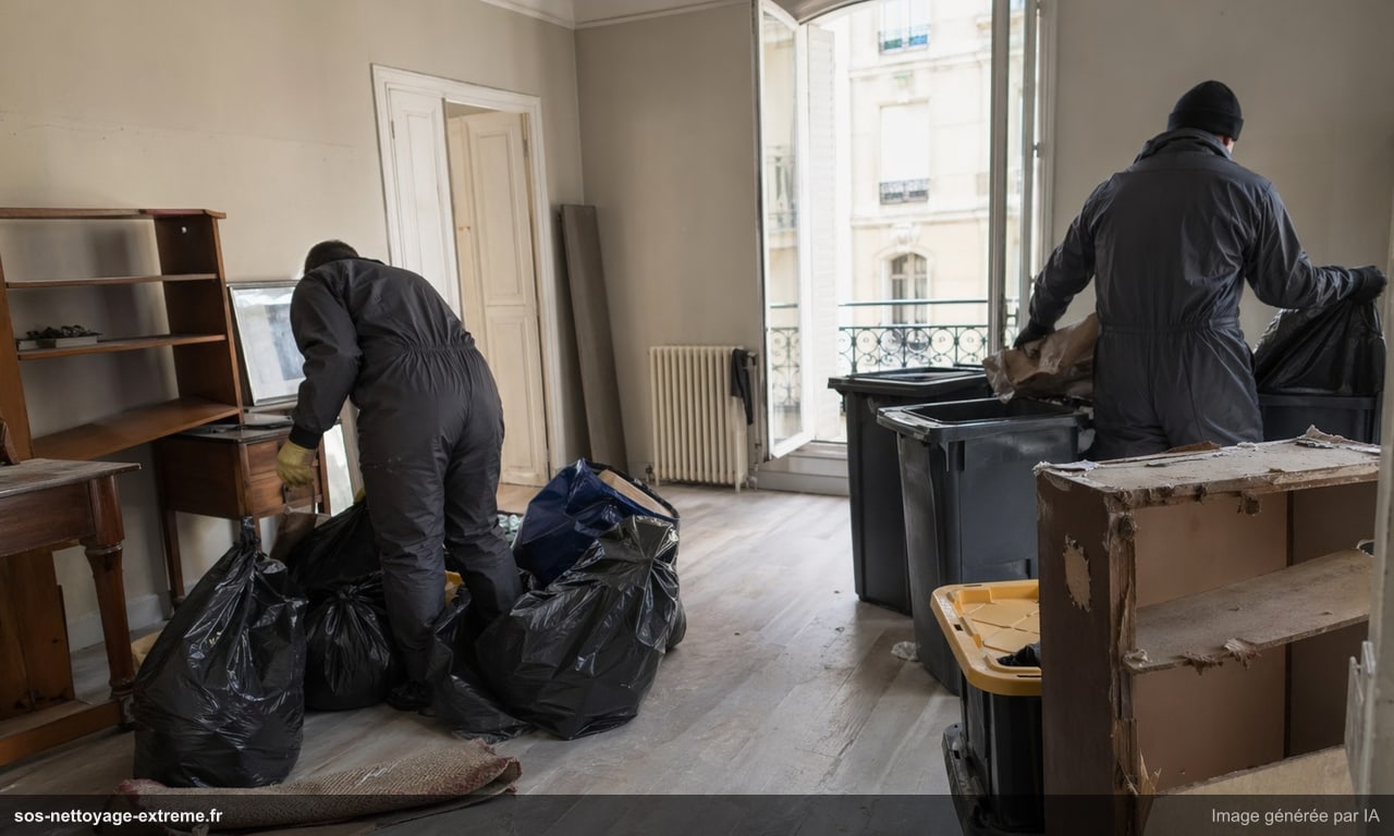 Illustration d’une phase de tri et d’évacuation après squat à Mulhouse