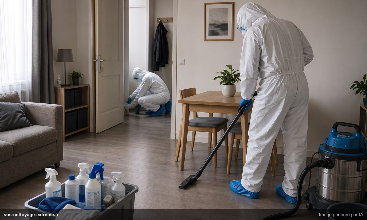 Illustration d’un protocole technique de nettoyage de scène de crime à Reims