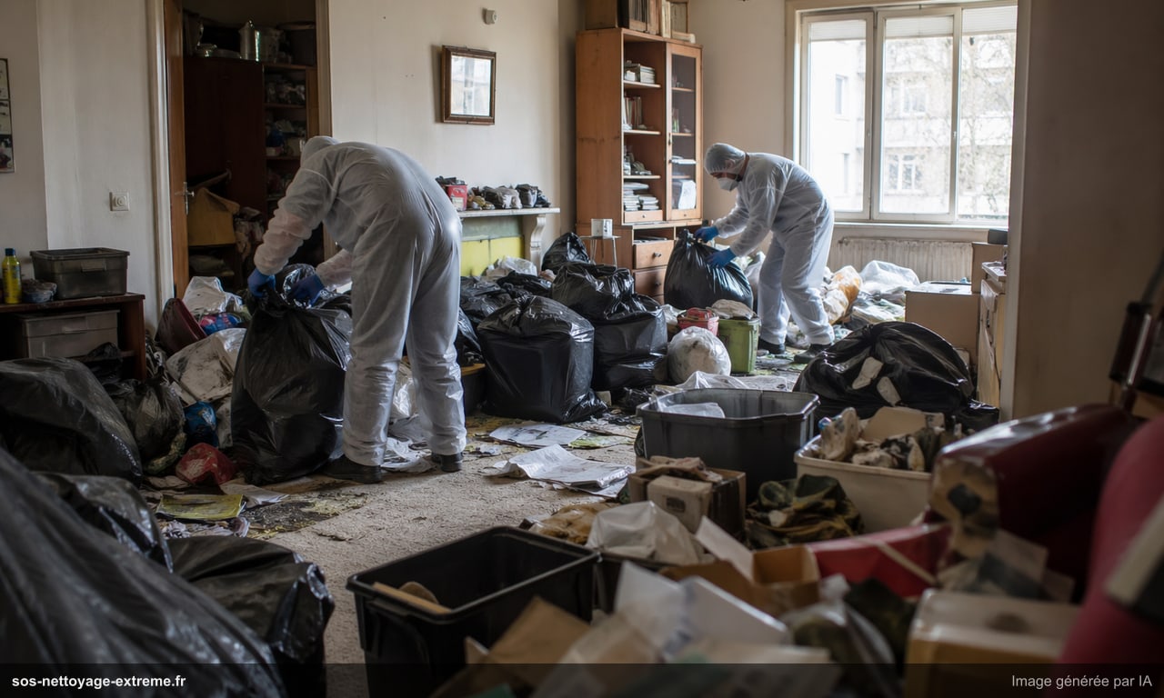Illustration d’un protocole de tri lors d’un nettoyage Diogène à Mulhouse
