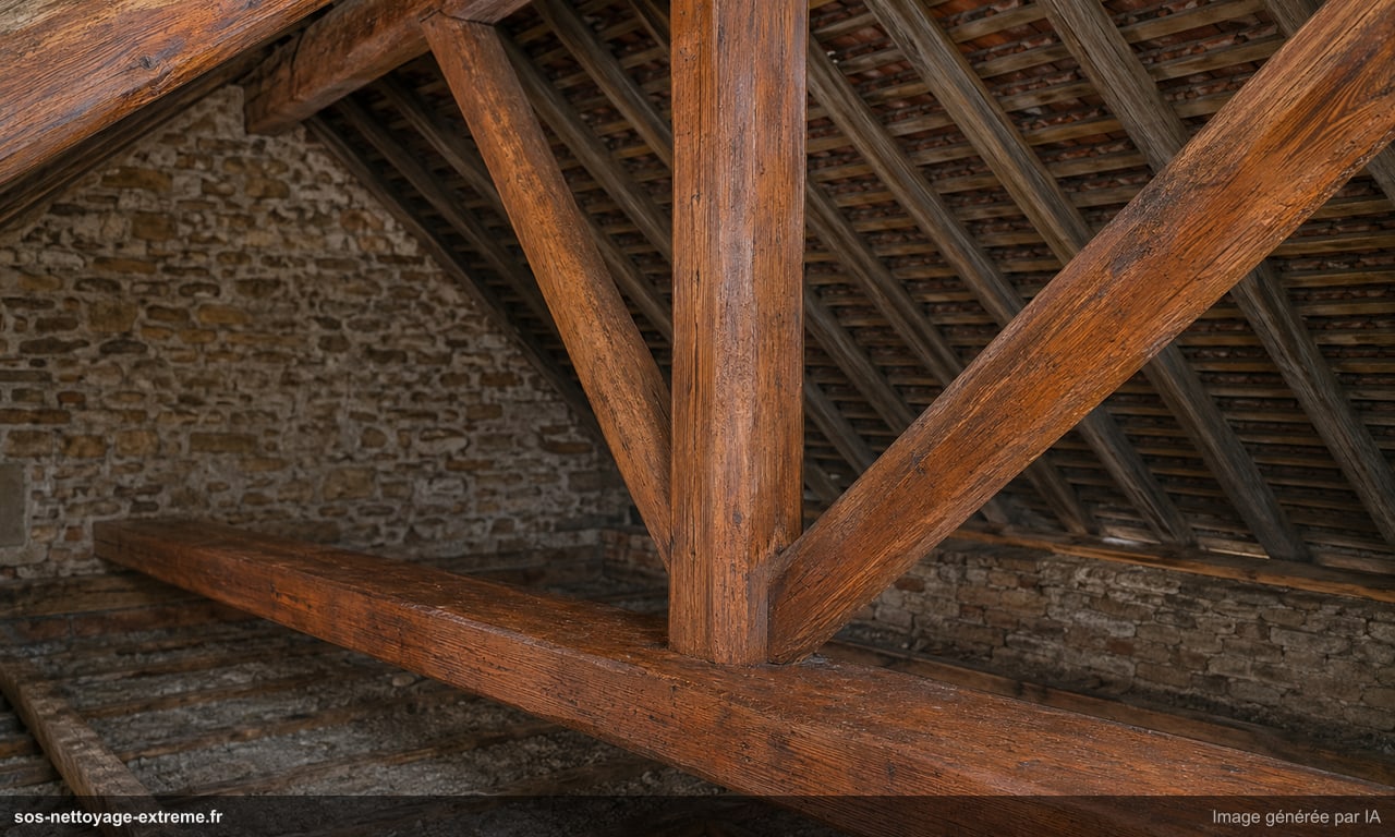Illustration d’une structure bois stabilisée après traitement xylophage à Saint-Denis