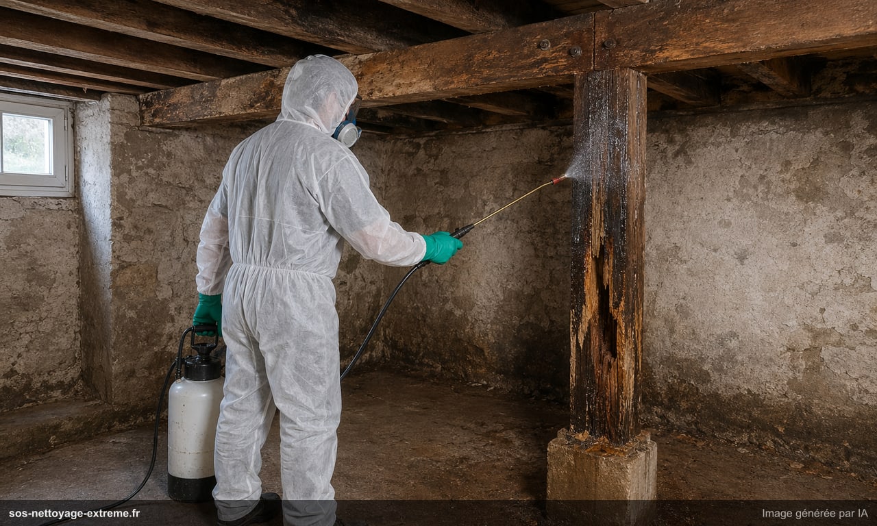 Illustration d’un protocole de traitement de la mérule à Metz