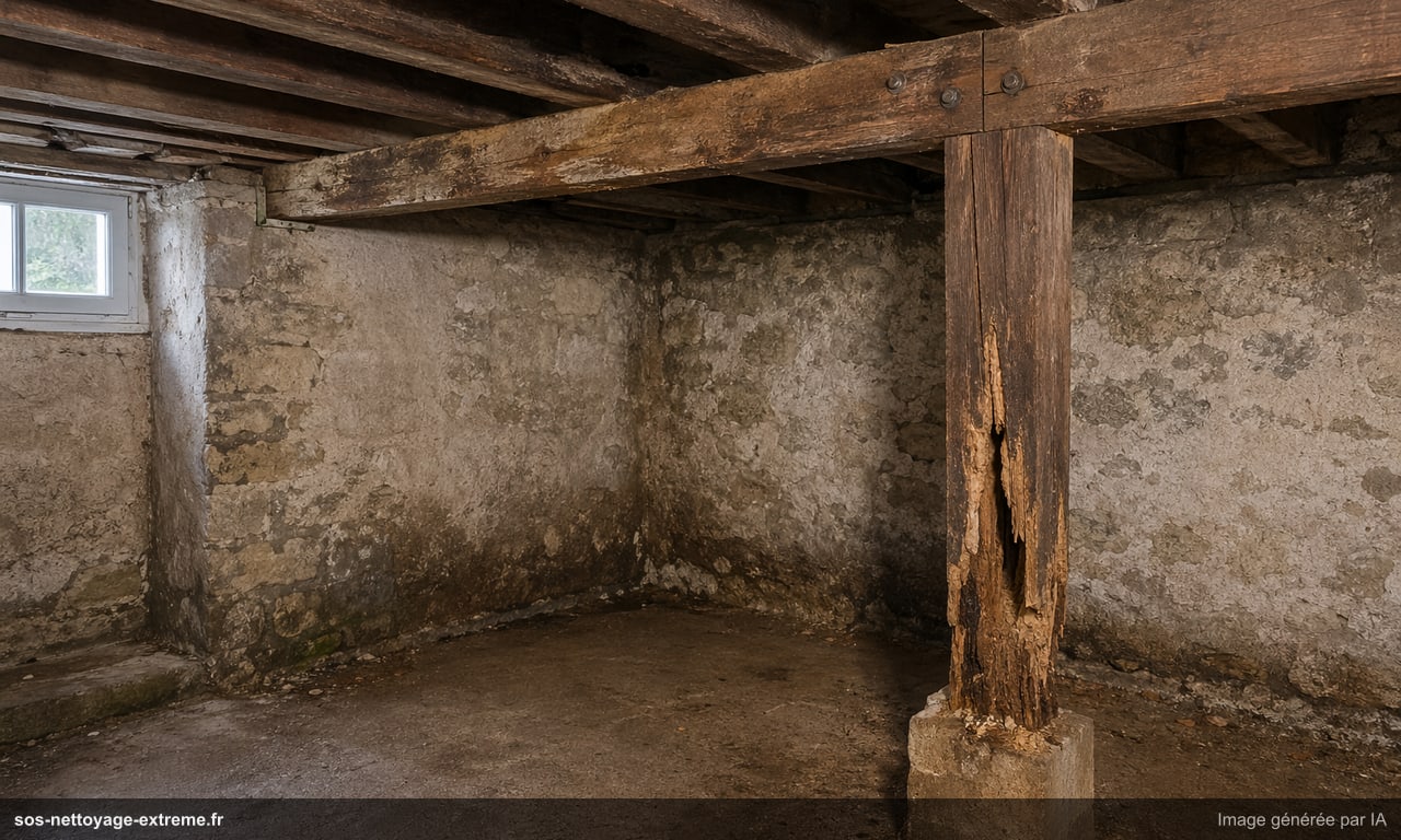 Illustration de zones atteintes par la mérule à Metz