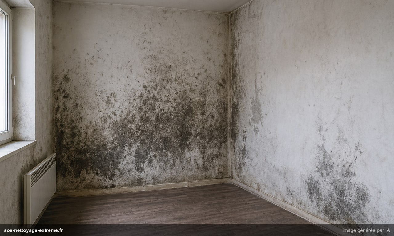 Illustration de surfaces touchées par des moisissures à Mulhouse