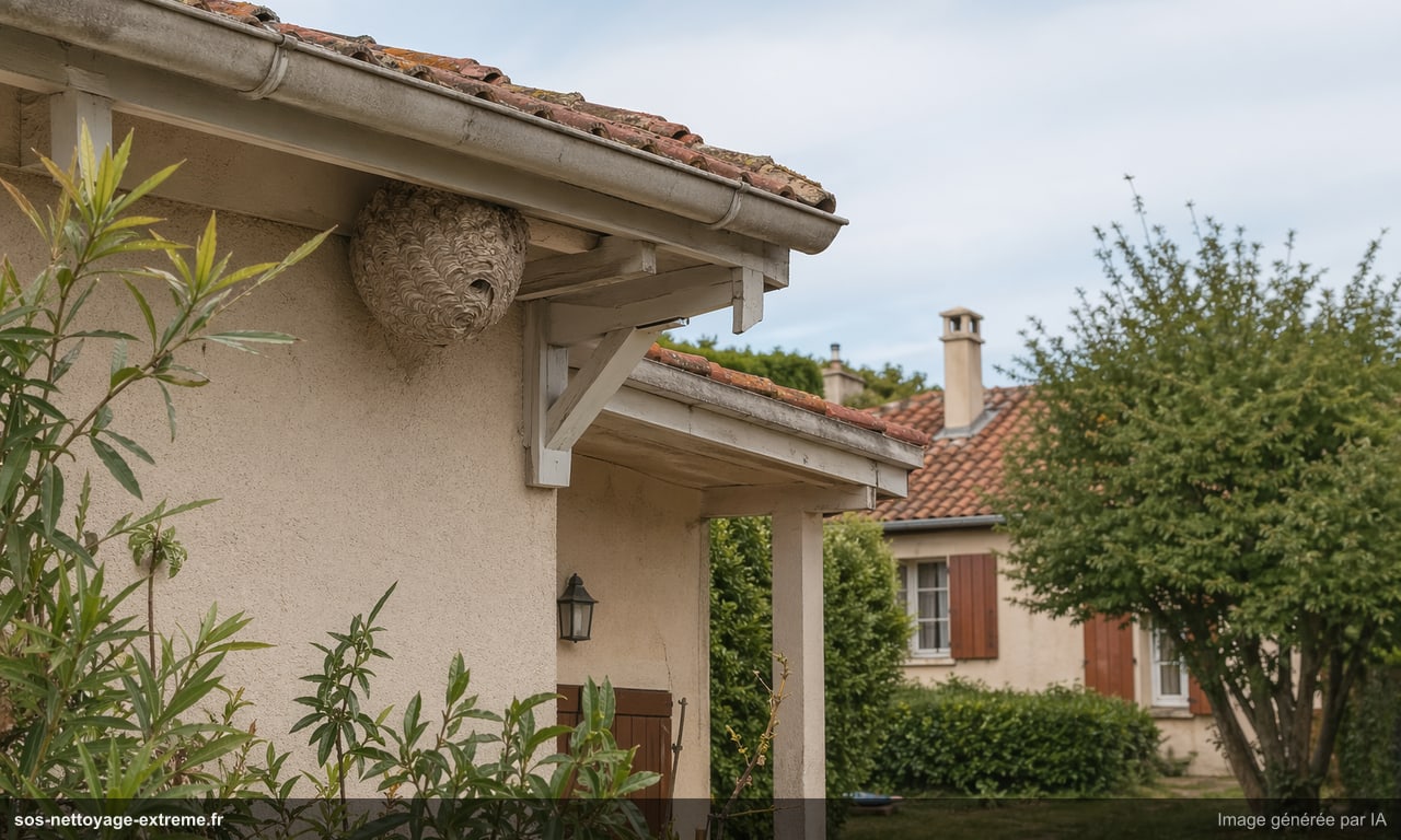 Illustration d’une zone à risque avant traitement de nid de guêpes ou frelons à Mulhouse