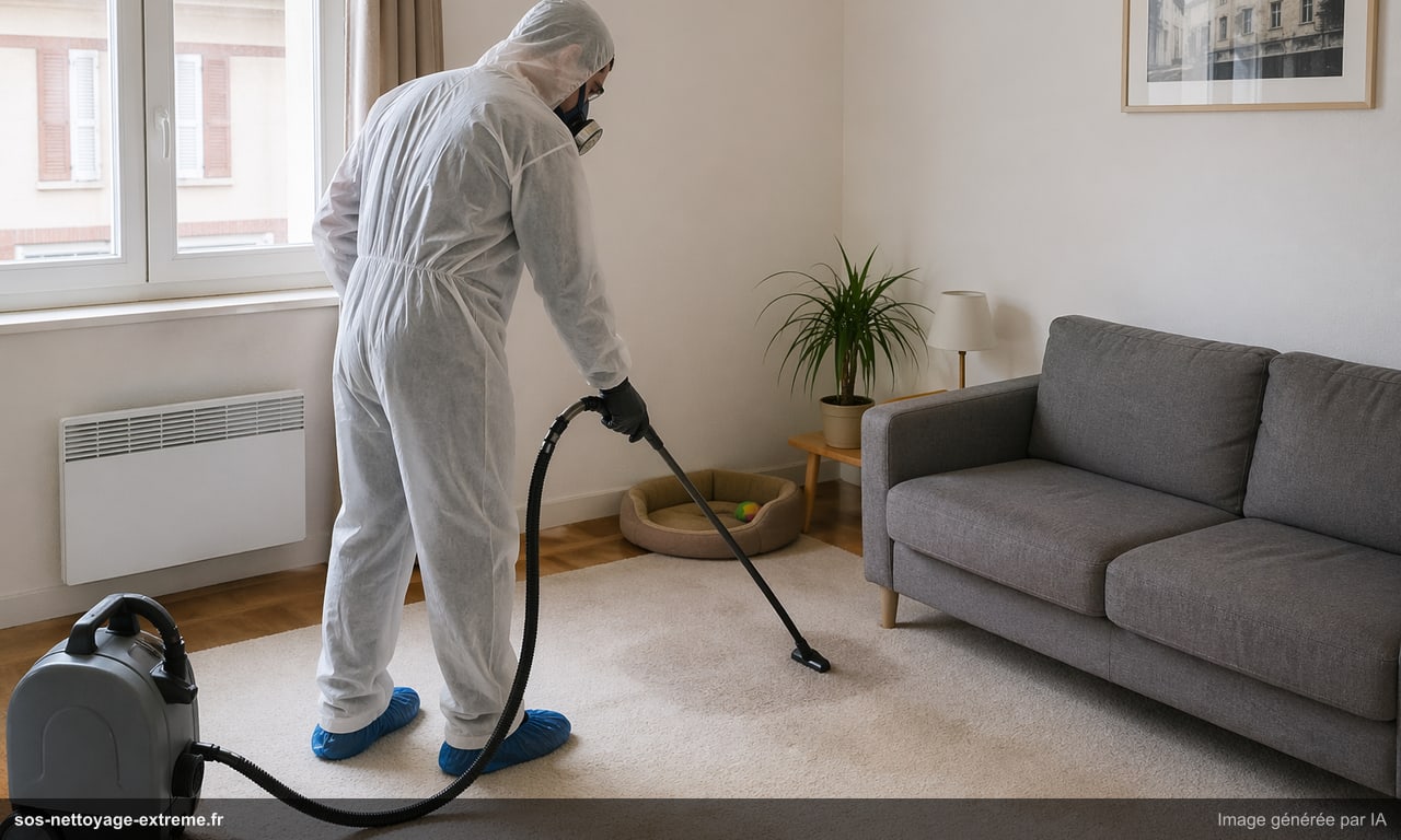 Illustration de zones imprégnées avant traitement d’odeurs d’urine animale à Mulhouse