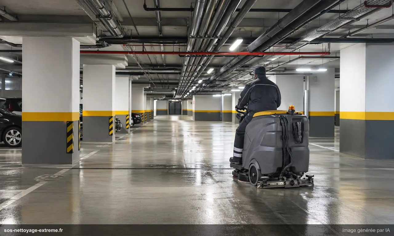 Nettoyage parking et sous-sol : dégraissage copropriété